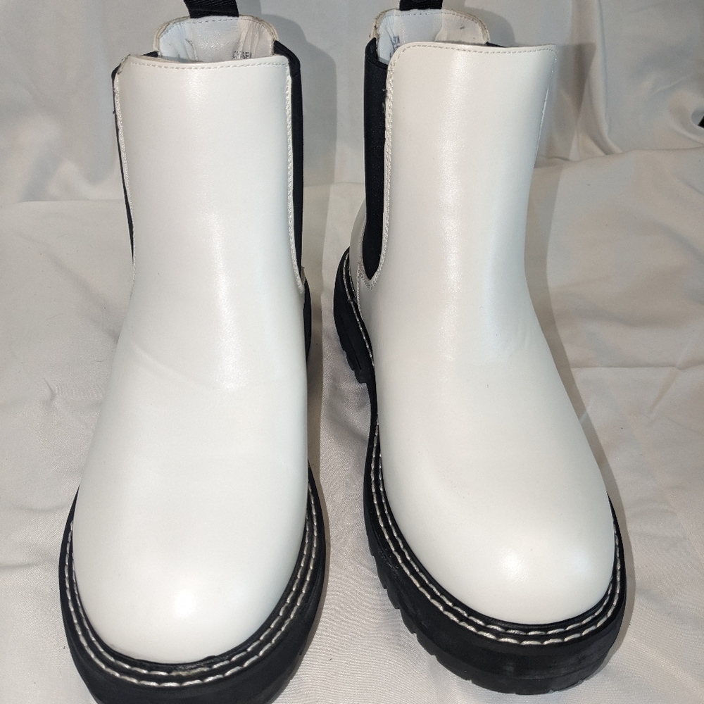 White slip on boots